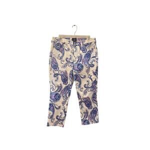 NYDJ for Chicos White Pants Size 12 Floral Blue Pink Design